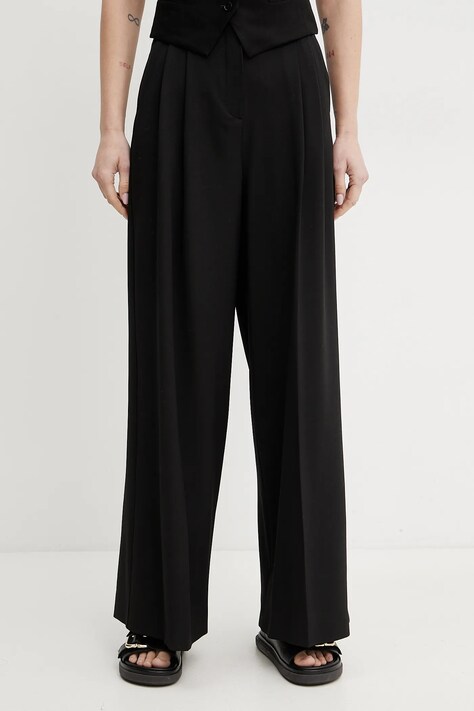 Брюки с примесью кашемира Weekend Max Mara женские цвет чёрный широкие высокая посадка 2515131131600