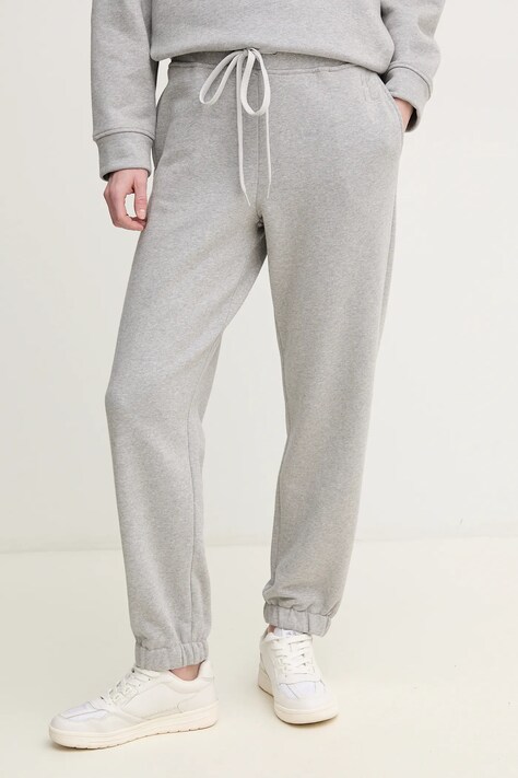 Weekend Max Mara spodnie dresowe bawełniane damskie kolor szary gładkie 2515781031600