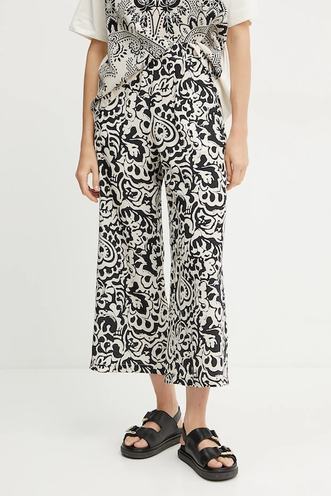 Hedvábné kalhoty Weekend Max Mara dámské, černá barva, jednoduché, high waist, 2515131082600