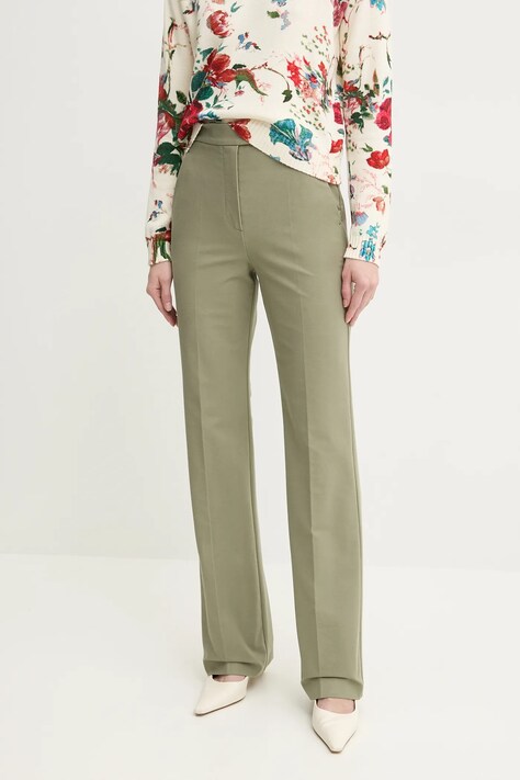 MM pantaloni femei, culoarea verde, drept, high waist, 2516781028600