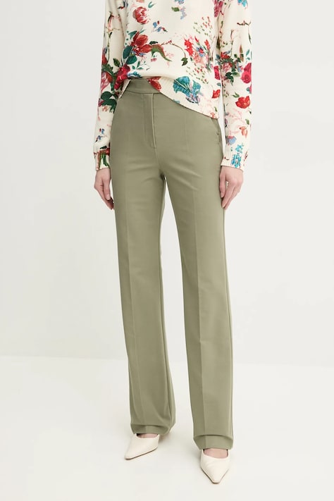 Kalhoty MM dámské, zelená barva, jednoduché, high waist, 2516781028600