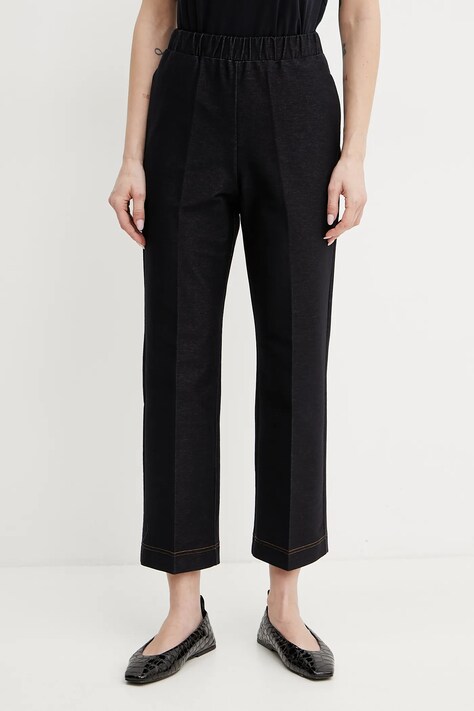 MM pantaloni femei, culoarea albastru marin, drept, high waist, 2516781047600