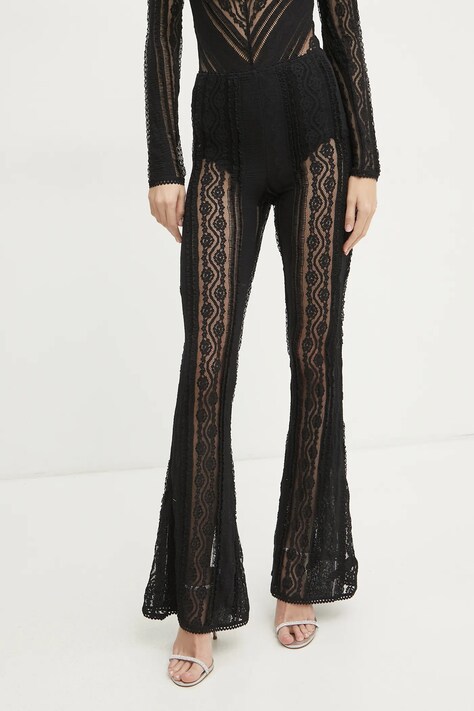 Kalhoty Charo Ruiz Ibiza Eana dámské, černá barva, zvony, high waist, 255501