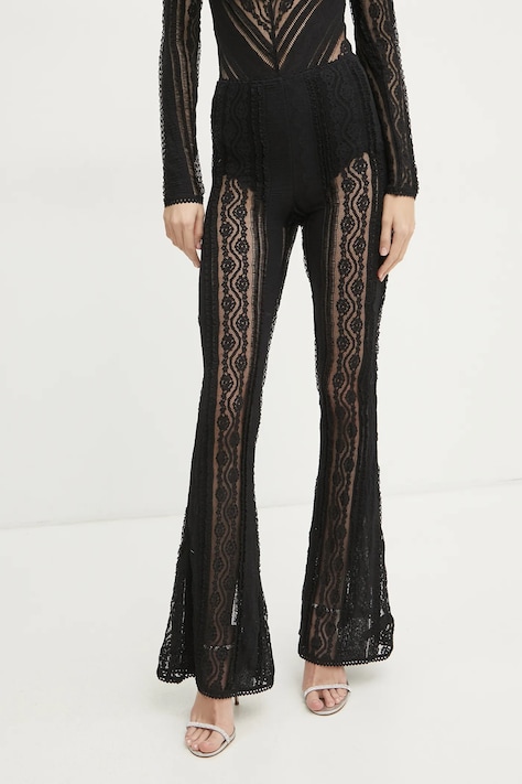 Charo Ruiz Ibiza spodnie Eana damskie kolor czarny dzwony high waist 255501