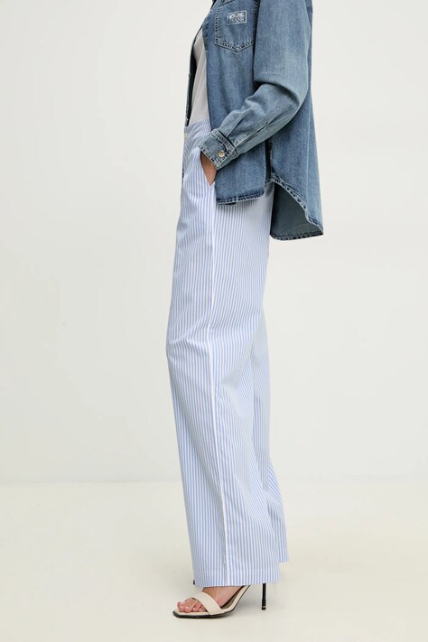 Бавовняні штани Moschino Jeans — SS25-SPD0PI, блакитний — фото 4