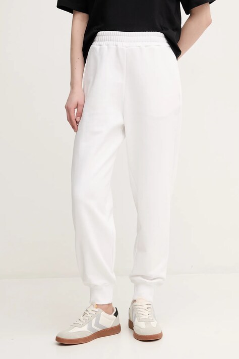 United Colors of Benetton pantaloni de trening din bumbac femei, culoarea alb, neted, 3UNIDF01A