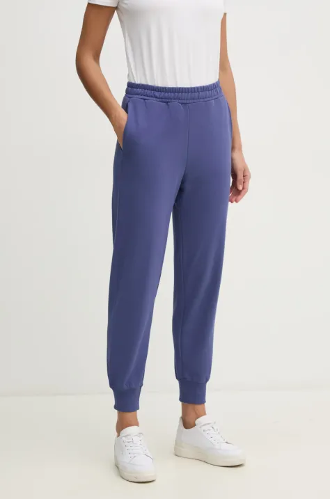 United Colors of Benetton pantaloni de trening din bumbac femei, culoarea bleumarin, uni, 3UNIDF01A