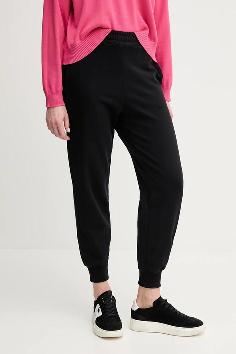 United Colors of Benetton pantaloni de trening din bumbac femei, culoarea negru, neted, 3UNIDF01A