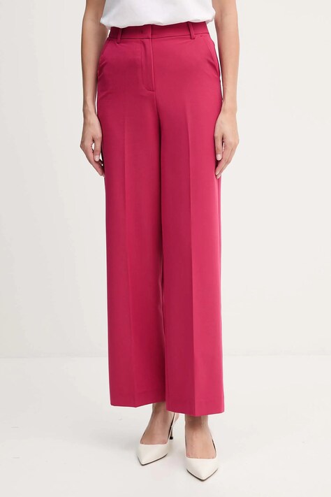 United Colors of Benetton spodnie damskie kolor różowy proste high waist 4R4CDF08H