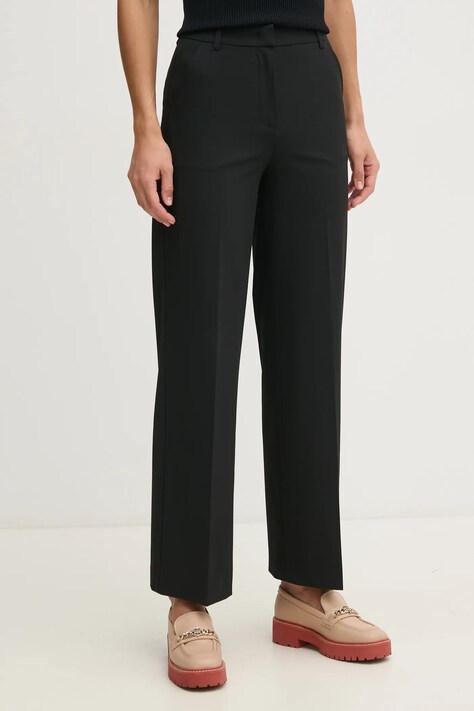 Kalhoty United Colors of Benetton dámské, černá barva, jednoduché, high waist, 4R4CDF08H