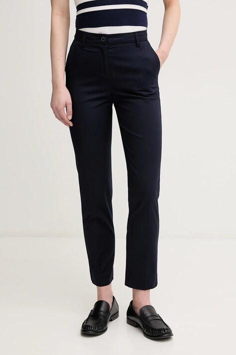 United Colors of Benetton pantaloni femei, culoarea bleumarin, fason tigareta, high waist, 40FADF08U