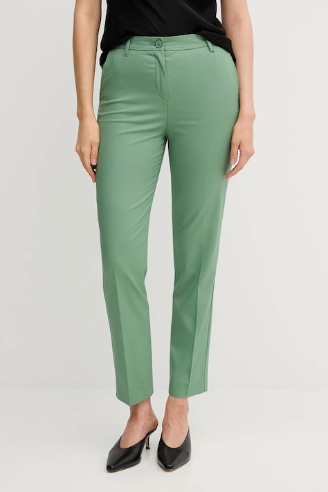 Kalhoty United Colors of Benetton dámské, zelená barva, střih cigarette, high waist, 40FADF08U