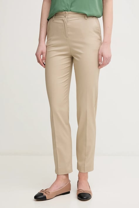 United Colors of Benetton pantaloni femei, culoarea bej, fason tigareta, high waist, 40FADF08U