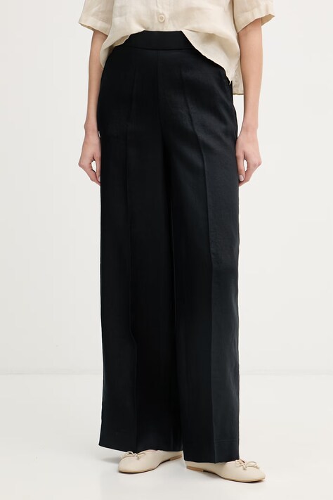 United Colors of Benetton spodnie damskie lniane czarne 4AGHDF08K