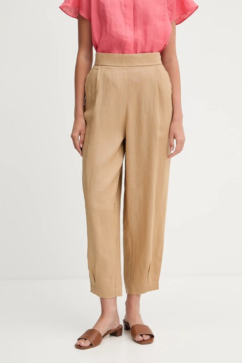 United Colors of Benetton pantaloni din in lat, high waist, 4AGHDF08L