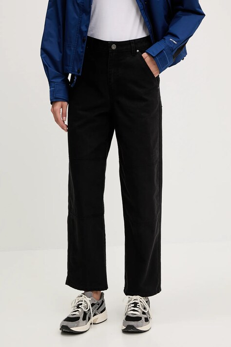 The North Face pantaloni de bumbac Cedar Canvas Work culoarea negru, drept, high waist, NF0A8B9DJK31