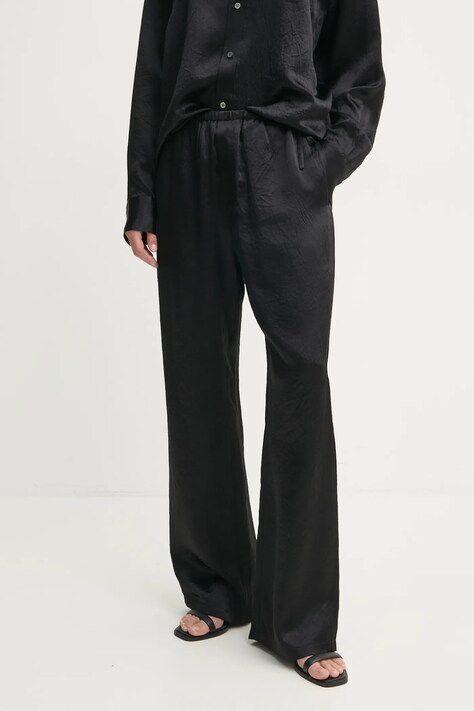 Kalhoty Filippa K dámské, černá barva, široké, high waist, 31129