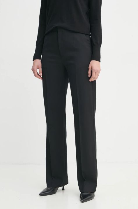 Filippa K pantaloni din lână culoarea negru, drept, high waist, 31108