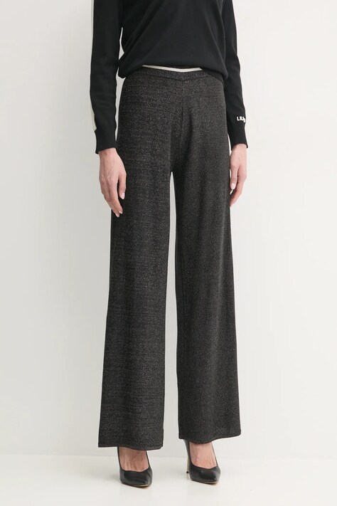 Брюки Liu Jo женские цвет чёрный широкие высокая посадка TA5035 MS014