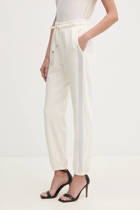 Liu Jo pantaloni de trening culoarea bej, cu imprimeu, TA5051 FS000