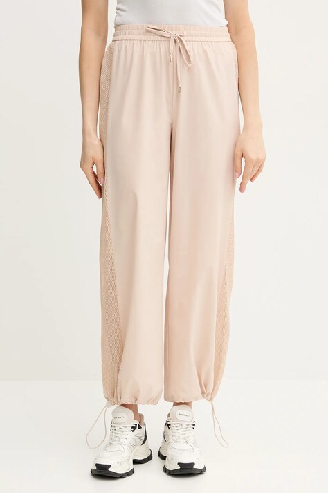 Liu Jo spodnie damskie kolor beżowy szerokie high waist TA5074 T2900