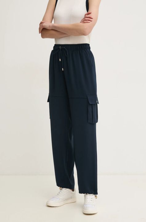 Liu Jo pantaloni femei, culoarea albastru marin, drept, high waist, TA5102 TS923