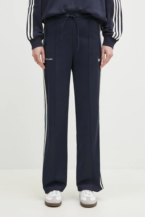 adidas Originals spodnie dresowe Sporty & Rich Trackpant damskie kolor granatowy gładkie JN5332