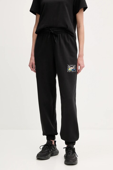 adidas Originals pantaloni de trening din bumbac Graphic Jogger femei, culoarea negru, cu imprimeu, JC7770