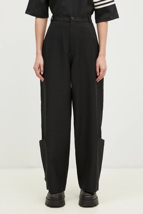 Y-3 spodnie Sport Uniform Wide Leg Pants damskie kolor czarny szerokie high waist JD1759
