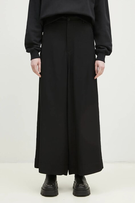 Штани Y-3 Rayon Twill Wide Pants жіночі колір чорний широкі висока посадка JD1763