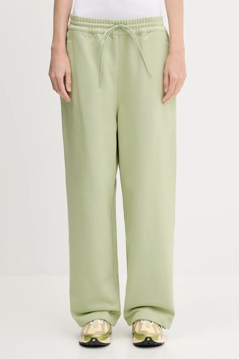 Y-3 pantaloni de trening French Terry Wide Leg Pant culoarea verde, uni, JM7841