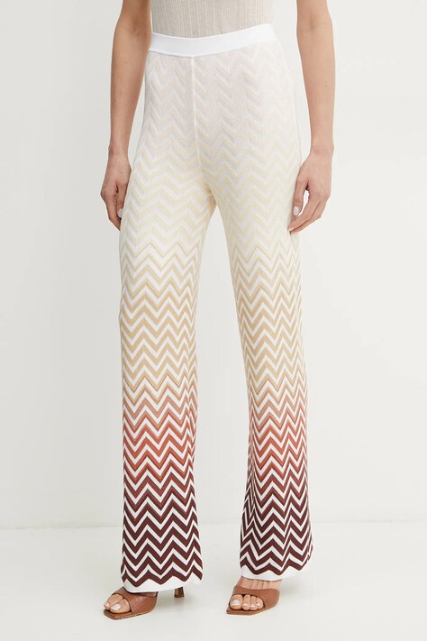 Missoni nadrág női, fehér, magas derekú egyenes, DS25SI06.BK044V
