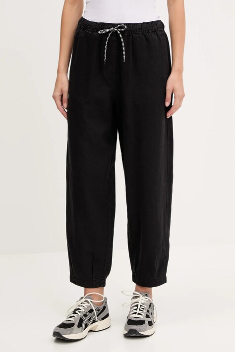 Napapijri pantaloni din amestec de in M-Ete culoarea negru, uni, NP0A4IFU9411