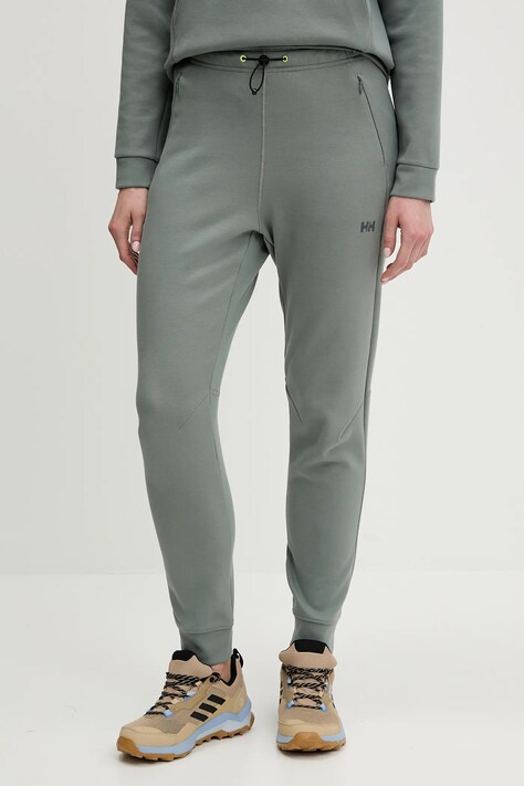 Helly Hansen pantaloni de trening HP TECH culoarea verde, neted, 34492