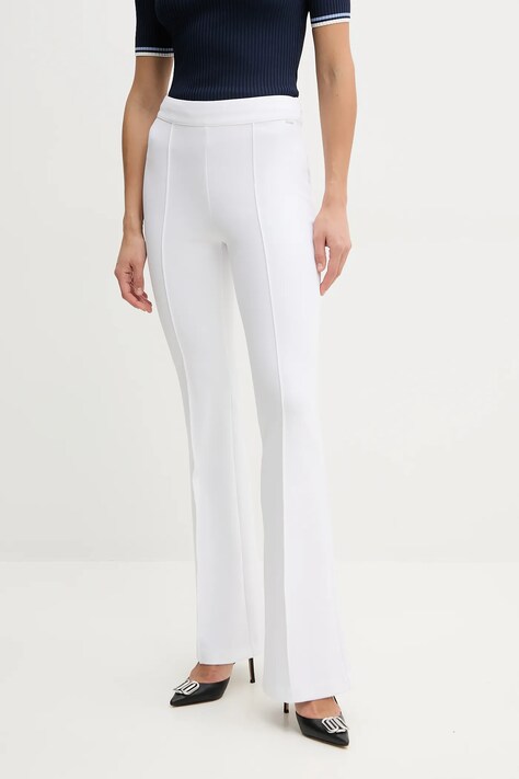 Guess pantaloni EVELINA femei, culoarea alb, evazati, high waist, W4YB01 KCBO2