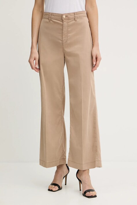 Guess pantaloni DAKOTA culoarea verde, drept, high waist, W5GA1Y WH7B1