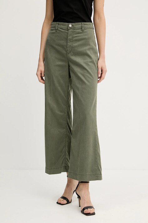 Guess pantaloni DAKOTA culoarea verde, drept, high waist, W5GA1Y WH7B1