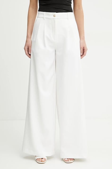 Guess pantaloni ANDREE culoarea alb, drept, high waist, W5GB02 WH9Y2