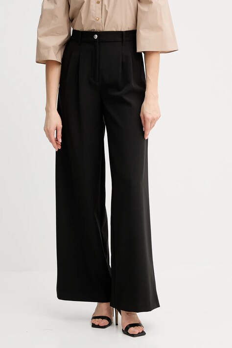 Guess pantaloni ANDREE culoarea negru, drept, high waist, W5GB02 WH9Y2