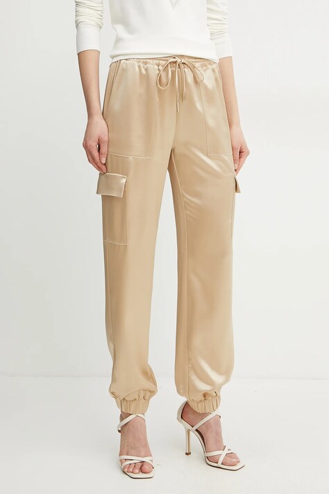 Guess spodnie NEW MARZIA damskie kolor beżowy high waist W5GB08 WG7C0