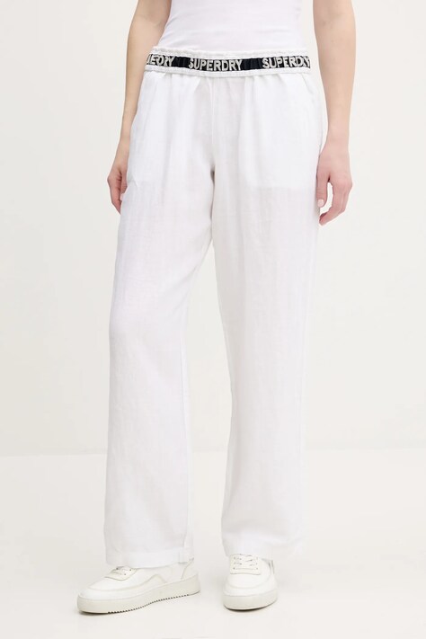 Superdry pantaloni in lino colore beige  W7011182A-04C