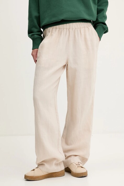 Superdry pantaloni din in culoarea bej, drept, high waist, W7011182A-2PQ
