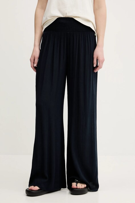 Kalhoty Superdry dámské, tmavomodrá barva, široké, high waist, W7011181A-98T