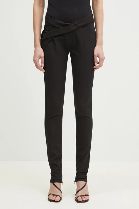 Штани Ottolinger Slim Leg Suit жіночі колір чорний облягаючі висока посадка 123-201423-02