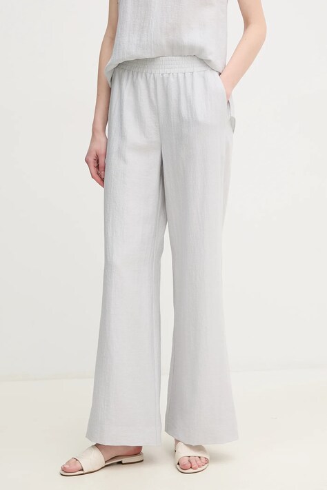 Nohavice Calvin Klein dámske, šedá farba, rovné, vysoký pás, K20K208173