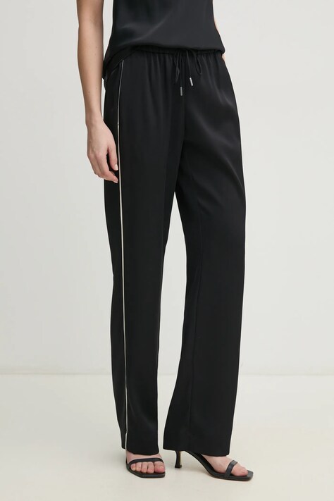 Nohavice Calvin Klein dámske, čierna farba, široké, vysoký pás, K20K208365