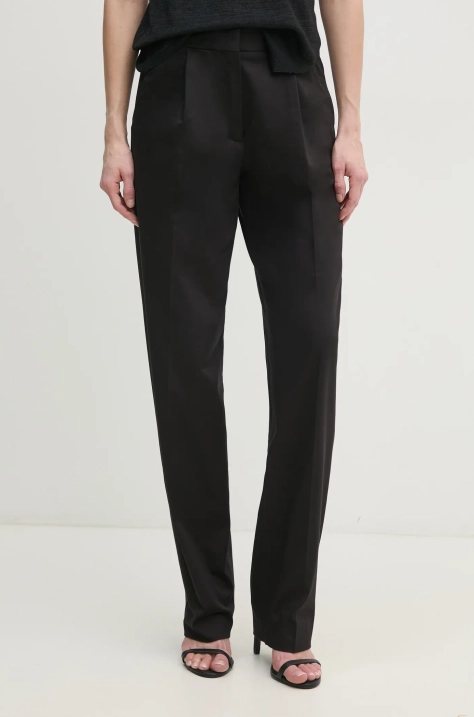 Calvin Klein pantaloni femei, culoarea negru, fason tigareta, high waist, K20K208393