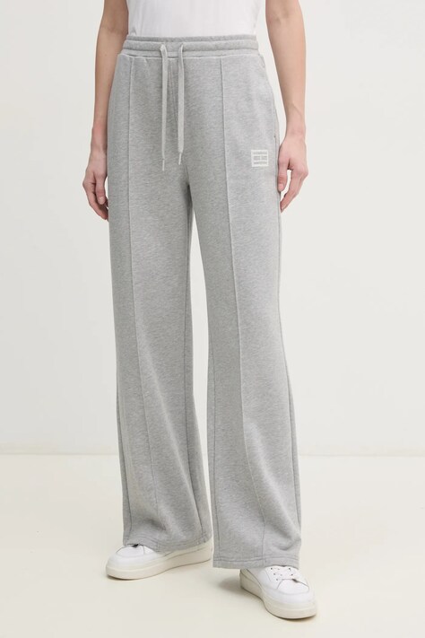 Tommy Hilfiger pantaloni de trening din bumbac culoarea gri, neted, WW0WW44678