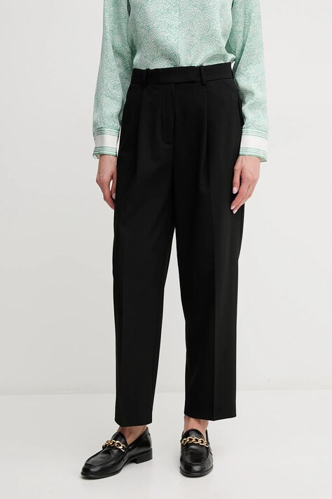 Tommy Hilfiger pantaloni femei, culoarea negru, drept, high waist, WW0WW44793