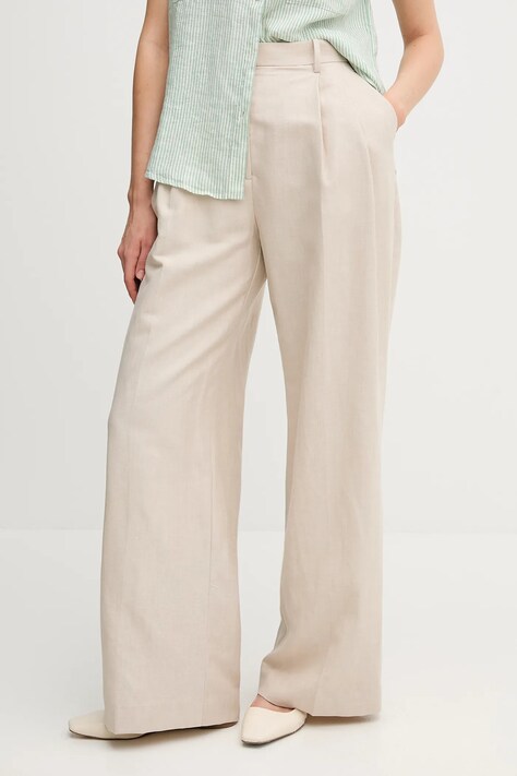Tommy Hilfiger pantaloni in lino misto donna colore beige  WW0WW45460